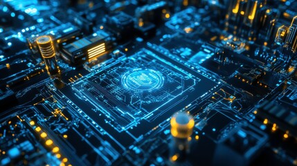 Vibrant High-Tech Computing Elements on Isolated Background