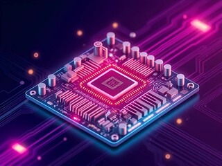 3d illustration Technology Smart motherboard chip creative map