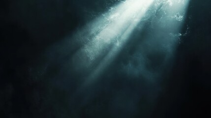 A Celestial Light Beam Piercing Through Dark Waters Mysterious Underwater Scene