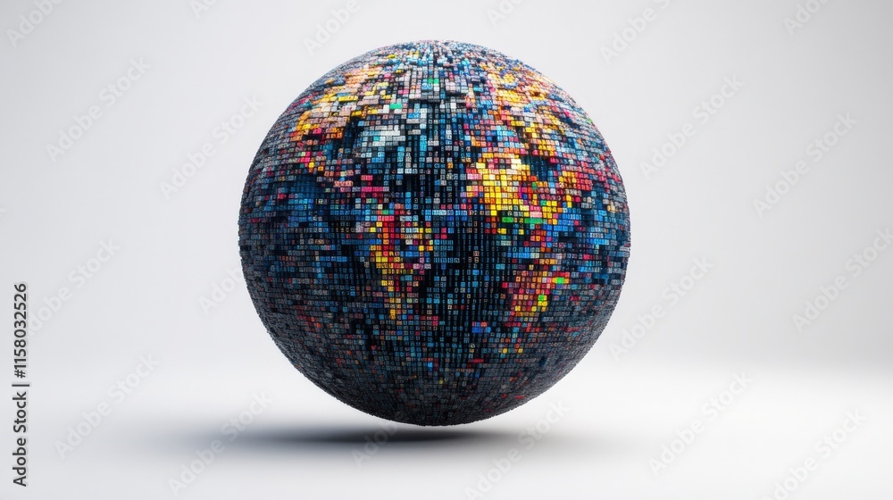 Poster colorful mosaic sphere representing a global perspective with vibrant patterns reflecting diversity 