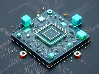 3d illustration Technology Smart motherboard chip creative map