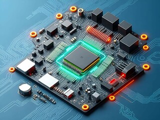 3d illustration Technology Smart motherboard chip creative map