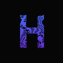 A Letter with unique pattern and an incription, digital art isolated on black background, a letter from alphabet set