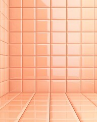 Peach-Colored Glossy Tile Room Corner