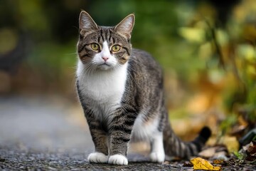 adorable cat facing the camera full body