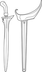 a traditional Indonesian keris with a wavy blade and a wooden sheath, showcasing intricate design and cultural significance