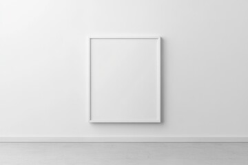 Blank picture frame against a white wall with space for text
