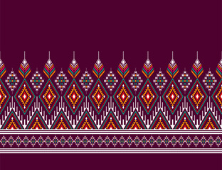 Geometric ethnic oriental seamless pattern traditional Design for background,carpet,wallpaper.clothing,wrapping,Batik fabric,Vector illustration.embroidery style - Sadu, sadou, sadow or sado