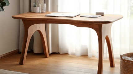 Elegant Wooden Desk with Modern Design near Bright Window