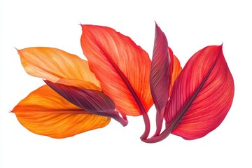 Canna bloom red lily tropical flowers on white background with clipping path