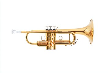 Obraz premium Cartoon gold trumpet graphic for web use isolated on white Jazz and festive musical instrument