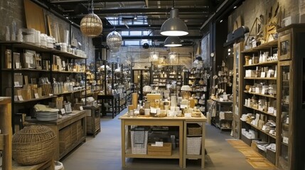 Obraz premium Cozy Artisan Store Displaying Various Handmade Products and Goods