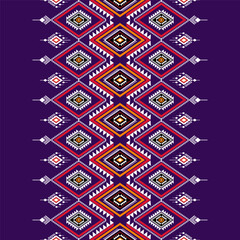 Geometric ethnic oriental seamless pattern traditional Design for background,carpet,wallpaper.clothing,wrapping,Batik fabric,Vector illustration.embroidery style - Sadu, sadou, sadow or sado