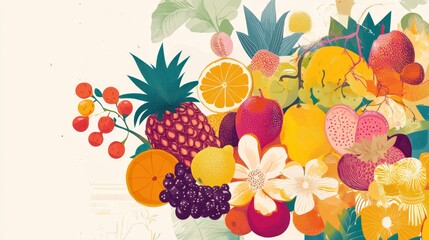 Vibrant Tropical Fruit Still Life: A Feast for the Eyes
