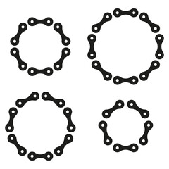 Chain link circles. Circular chain elements. Bold geometric pattern. Black vector illustration.