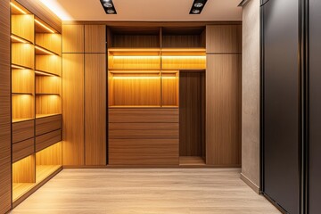Fototapeta premium contemporary wooden wardrobe alone