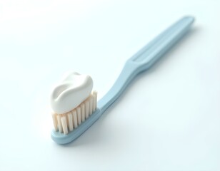 Toothbrush with toothpaste 3D render icon isolated on transparent background cutout ia 