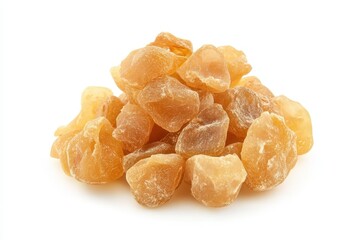 dehydrated longan on white backdrop