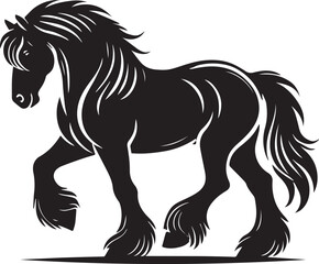 Black and white horse silhouette