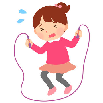 縄跳びの練習をする女の子　運動が苦手な子ども　発達障害