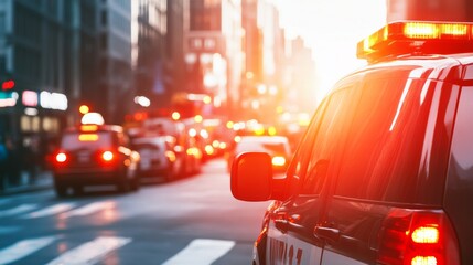 Emergency Response in Urban Setting at Sunset