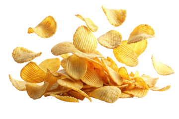 Crispy Potato Chips Delicious Snack, Falling, Golden, Yummy, Crunchy