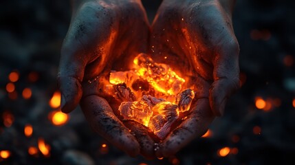 Embers of Hope Glowing in Sooty Hands Amidst Dark Night