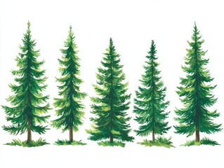 Obraz premium Healthy green trees in a forest of old spruce, fir and pine - ai