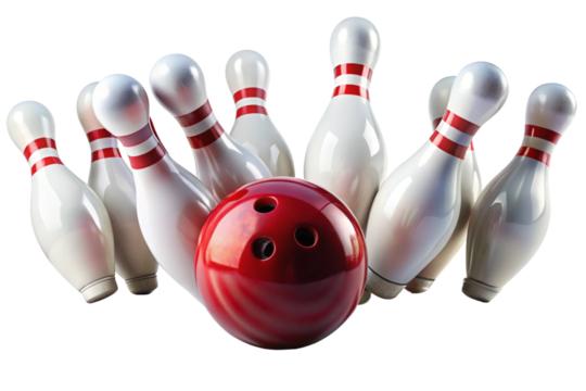 Bowling Pins Strike Red Ball Action Sport Game Fun Entertainment