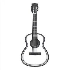 Obraz premium Classic acoustic guitar illustration, monochrome design.