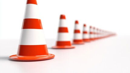 Orange Traffic Cones on a White Background