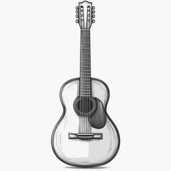 Monochrome sketch of an acoustic guitar.