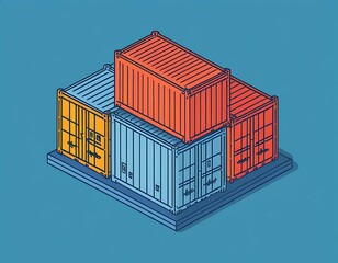Stacked Cargo Containers Illustrating Global Trade