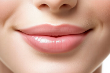 Naklejka premium Close up photo of beautiful healthy woman's lip. Generative Ai.