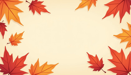 3D autumn leaf border background design with copy space for text
