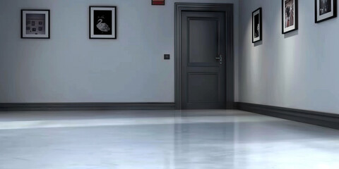 Interior Room with Polished Floor, Door, and Wall Art