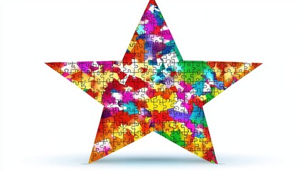 Obraz premium Colorful Puzzle Star with Vibrant Patterns and Textured Design