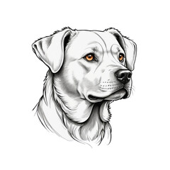Hand-Drawn Dog Illustration with Detailed Fur and Orange Eyes, Transparent PNG Dog