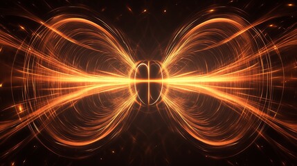Stunning Visualization of Magnetic Field Dynamics, Glowing Lines and Arrows Illustrate Force Flow in Dark Space