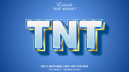 Editable TNT Text Effect with 3D Gradient Glossy Style on Blue Background