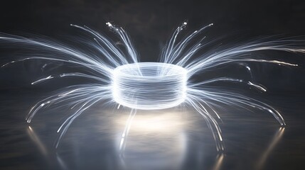 Stunning Visualization of Magnetic Field Dynamics, Glowing Lines and Arrows Illustrate Force Flow in Dark Space