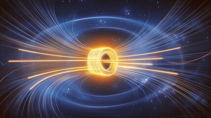 Stunning Visualization of Magnetic Field Dynamics, Glowing Lines and Arrows Illustrate Force Flow in Dark Space