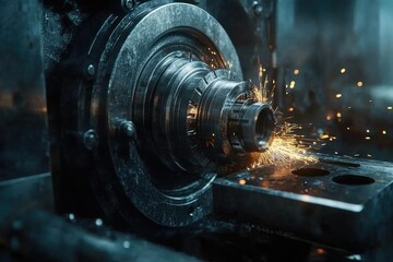 High-Precision CNC Machining Process with Sparks