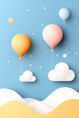 Fototapeta premium Colorful Balloons in a Bright Sky with Clouds