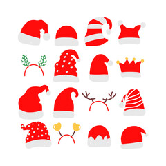 set of christmas hat decoration element design stock