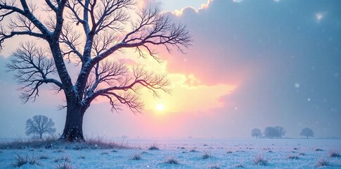 bare branches stretching towards the frosty sky, calm, sky, winter
