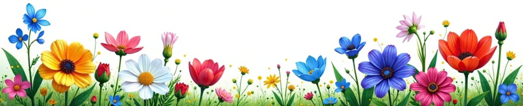 Flores con fondo blanco de jard?n desordenado, azules, naturaleza