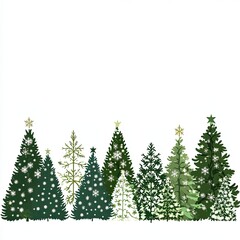 Obraz premium Christmas Trees Winter Forest Snowflakes