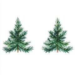 Two Watercolor Christmas Trees