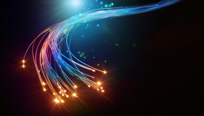 Obraz premium Colorful Fiber Optic Lights Against a Dark Background